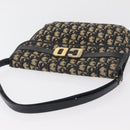 Christian Dior Trotter Canvas Shoulder Bag Navy Gold Auth bs34364-6