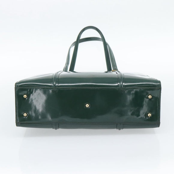 GUCCI Tote Bag Patent leather Green Gold 002 406 0425 Auth bs34366