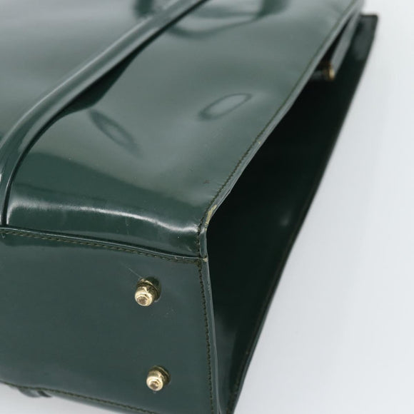 GUCCI Tote Bag Patent leather Green Gold 002 406 0425 Auth bs34366