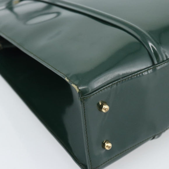 GUCCI Tote Bag Patent leather Green Gold 002 406 0425 Auth bs34366