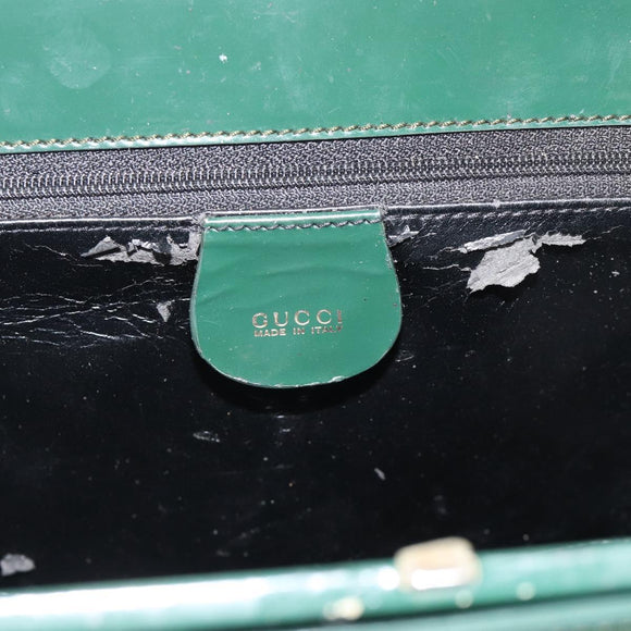 GUCCI Tote Bag Patent leather Green Gold 002 406 0425 Auth bs34366