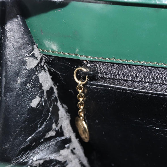 GUCCI Tote Bag Patent leather Green Gold 002 406 0425 Auth bs34366