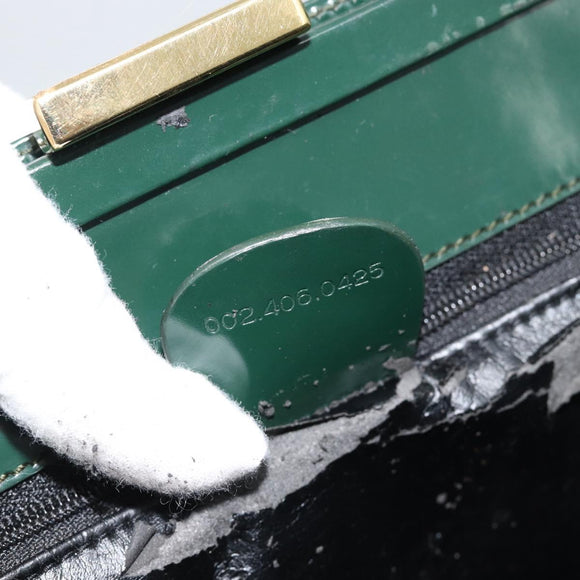 GUCCI Tote Bag Patent leather Green Gold 002 406 0425 Auth bs34366