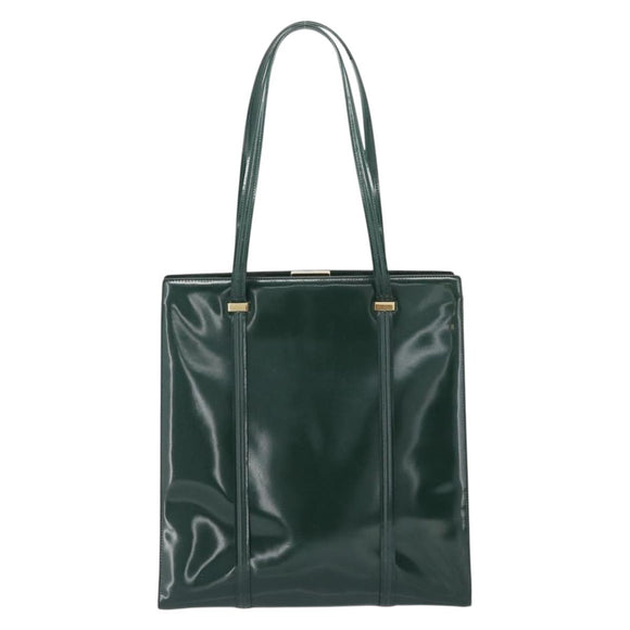 GUCCI Tote Bag Patent leather Green Gold 002 406 0425 Auth bs34366