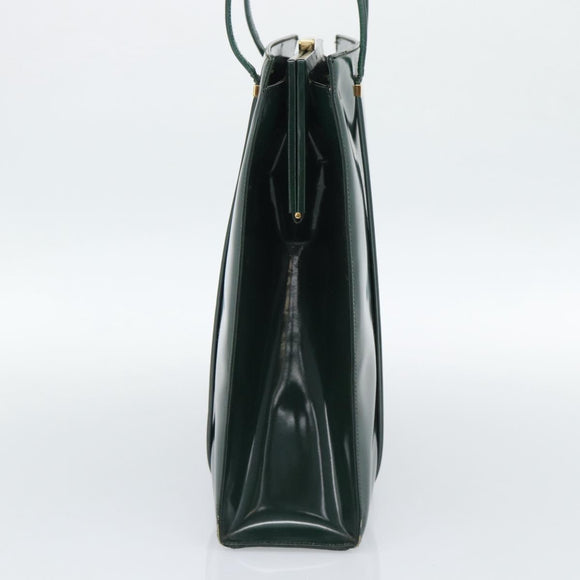 GUCCI Tote Bag Patent leather Green Gold 002 406 0425 Auth bs34366