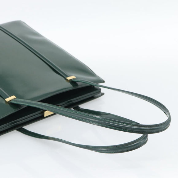 GUCCI Tote Bag Patent leather Green Gold 002 406 0425 Auth bs34366
