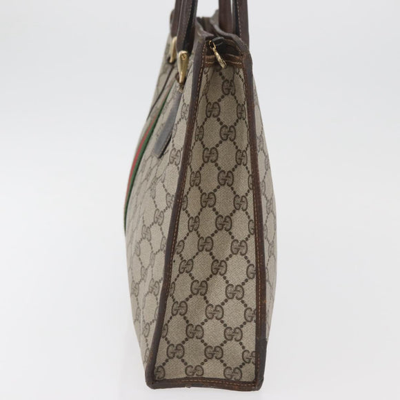 GUCCI GG Supreme Web Sherry Line Bag PVC Beige Gold Red 010 378 Auth bs34367