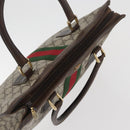 GUCCI GG Supreme Web Sherry Line Bag PVC Beige Gold Red 010 378 Auth bs34367-6