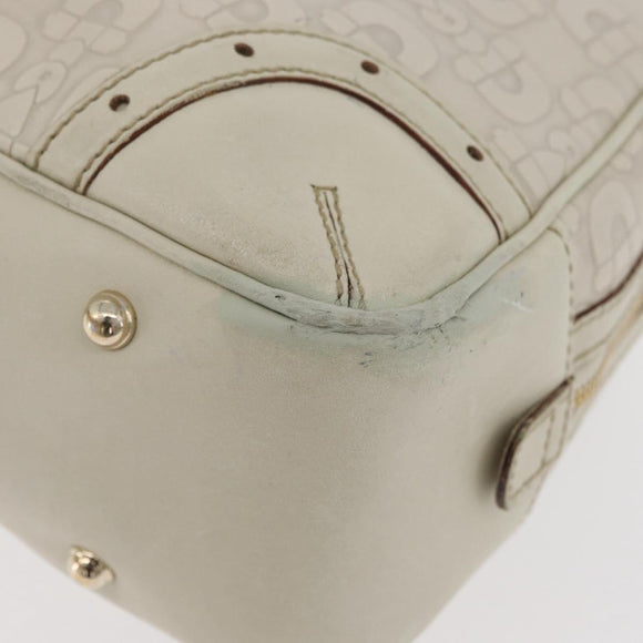 GUCCI Horsebit Hand Bag Leather White Gold 145770 Auth bs34368