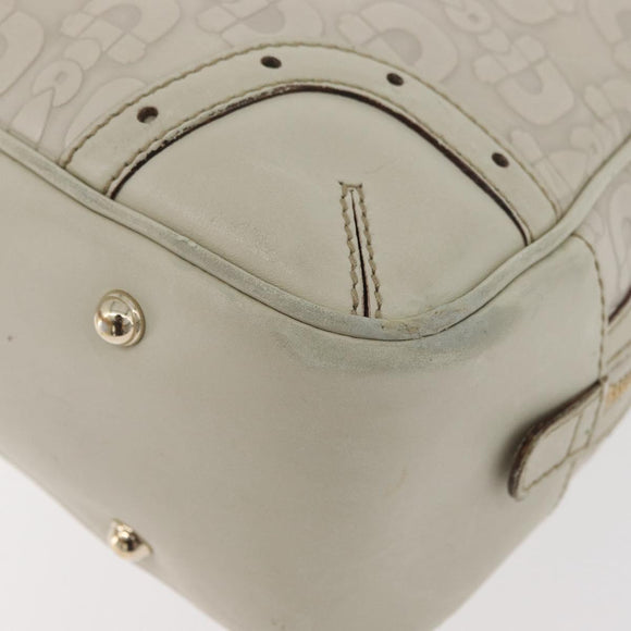 GUCCI Horsebit Hand Bag Leather White Gold 145770 Auth bs34368