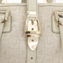 GUCCI Horsebit Hand Bag Leather White Gold 145770 Auth bs34368-17