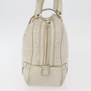 GUCCI Horsebit Hand Bag Leather White Gold 145770 Auth bs34368-4