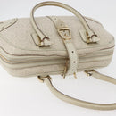 GUCCI Horsebit Hand Bag Leather White Gold 145770 Auth bs34368-6