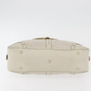 GUCCI Horsebit Hand Bag Leather White Gold 145770 Auth bs34368-5