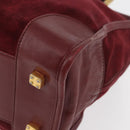 LOEWE Anagram Handtasche Wildleder Bordeaux Gold Auth bs34369-14