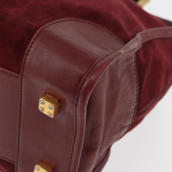 LOEWE Anagram Handtasche Wildleder Bordeaux Gold Auth bs34369