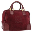 LOEWE Anagram Handtasche Wildleder Bordeaux Gold Auth bs34369-1