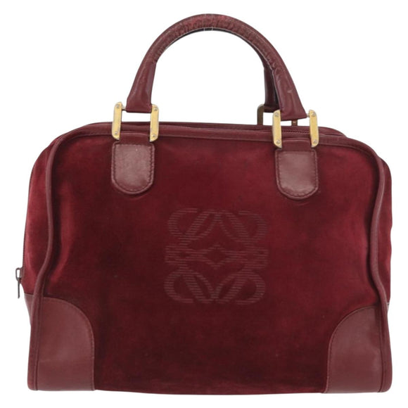 LOEWE Anagram Handtasche Wildleder Bordeaux Gold Auth bs34369