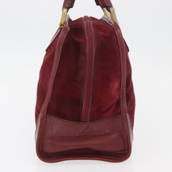 LOEWE Anagram Handtasche Wildleder Bordeaux Gold Auth bs34369