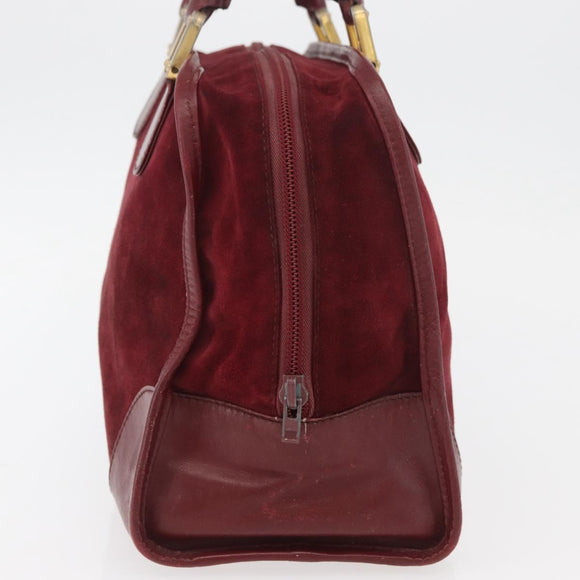 LOEWE Anagram Handtasche Wildleder Bordeaux Gold Auth bs34369