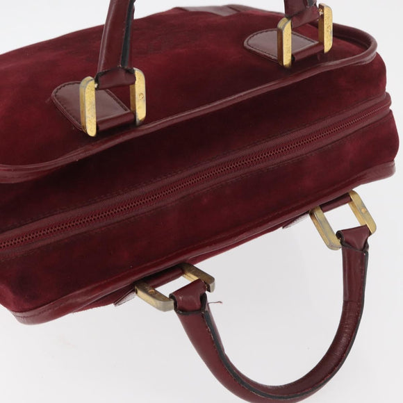 LOEWE Anagram Handtasche Wildleder Bordeaux Gold Auth bs34369