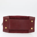 LOEWE Anagram Handtasche Wildleder Bordeaux Gold Auth bs34369-5