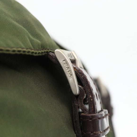 PRADA Backpack Nylon Green Silver Auth bs34371