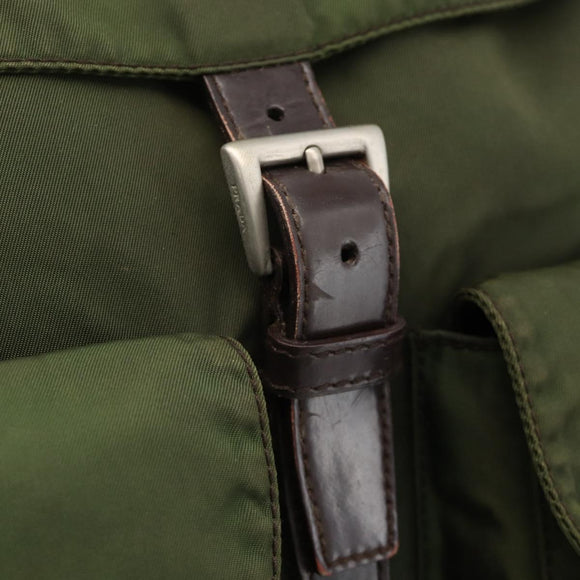 PRADA Backpack Nylon Green Silver Auth bs34371