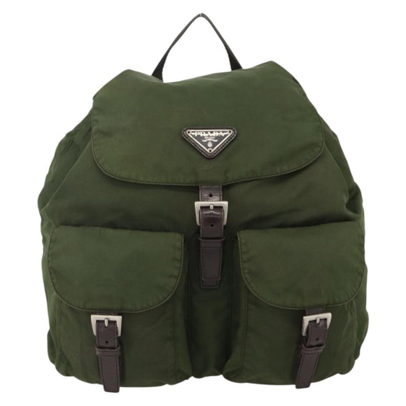 PRADA Backpack Nylon Green Silver Auth bs34371