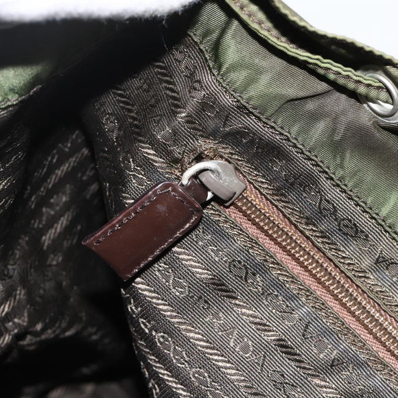 PRADA Backpack Nylon Green Silver Auth bs34371