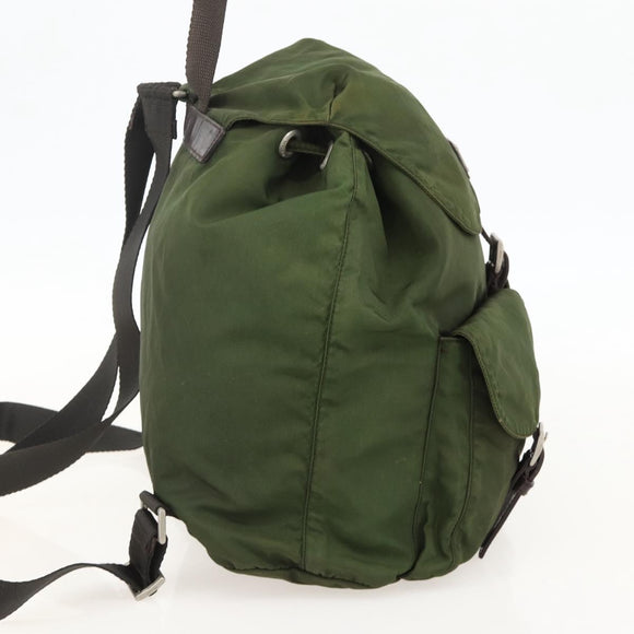 PRADA Backpack Nylon Green Silver Auth bs34371