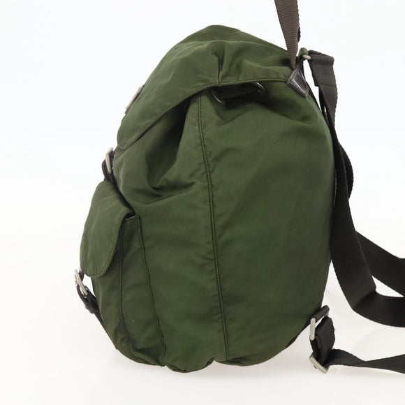 PRADA Backpack Nylon Green Silver Auth bs34371
