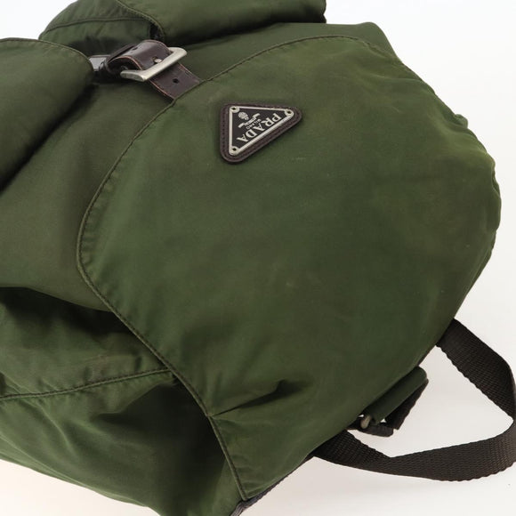 PRADA Backpack Nylon Green Silver Auth bs34371