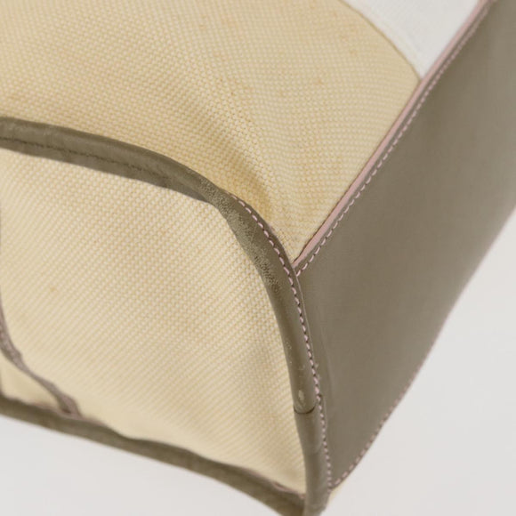 LOEWE Anagram Hand Bag Canvas Leather Beige Silver Auth bs34373