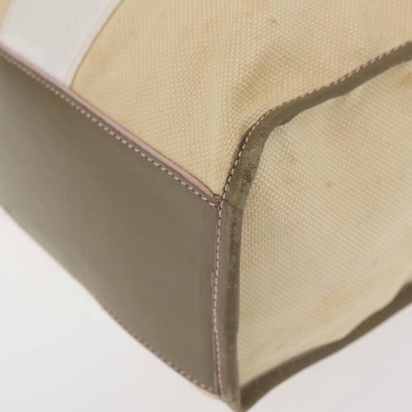 LOEWE Anagram Hand Bag Canvas Leather Beige Silver Auth bs34373