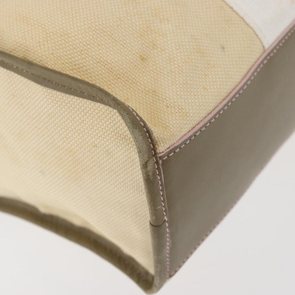 LOEWE Anagram Hand Bag Canvas Leather Beige Silver Auth bs34373