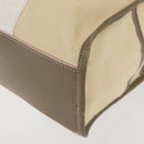 LOEWE Anagram Hand Bag Canvas Leather Beige Silver Auth bs34373-13