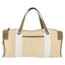 LOEWE Anagram Hand Bag Canvas Leather Beige Silver Auth bs34373-2