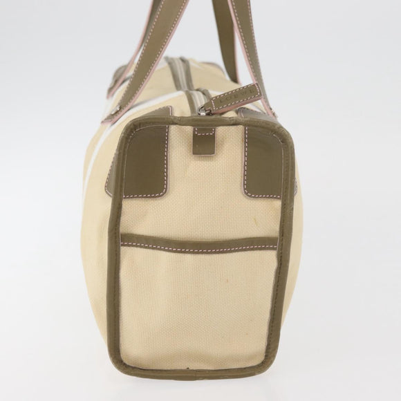 LOEWE Anagram Hand Bag Canvas Leather Beige Silver Auth bs34373