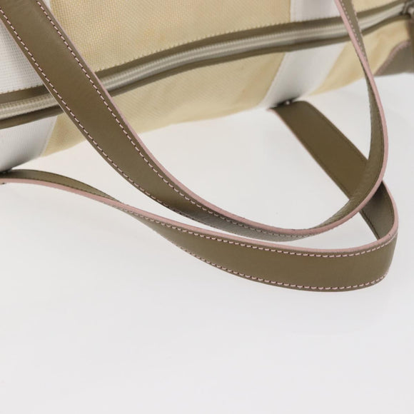 LOEWE Anagram Hand Bag Canvas Leather Beige Silver Auth bs34373