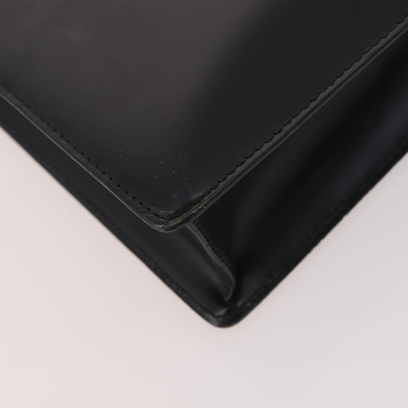 LOEWE Anagram Business Bag Leather Black Silver Auth bs34374A