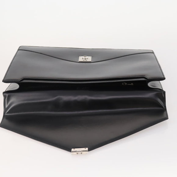 LOEWE Anagram Business Bag Leather Black Silver Auth bs34374A