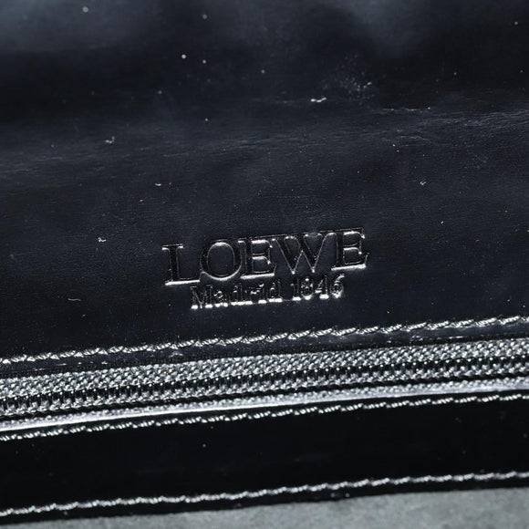 LOEWE Anagram Business Bag Leather Black Silver Auth bs34374A