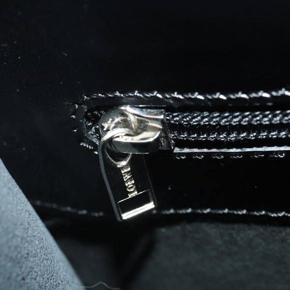LOEWE Anagram Business Bag Leather Black Silver Auth bs34374A