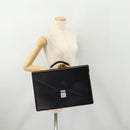 LOEWE Anagram Business Bag Leather Black Silver Auth bs34374A-26