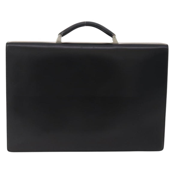 LOEWE Anagram Business Bag Leather Black Silver Auth bs34374A