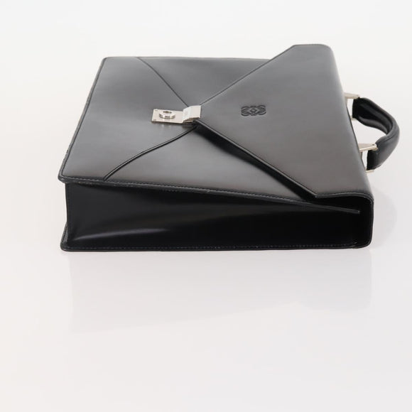 LOEWE Anagram Business Bag Leather Black Silver Auth bs34374A
