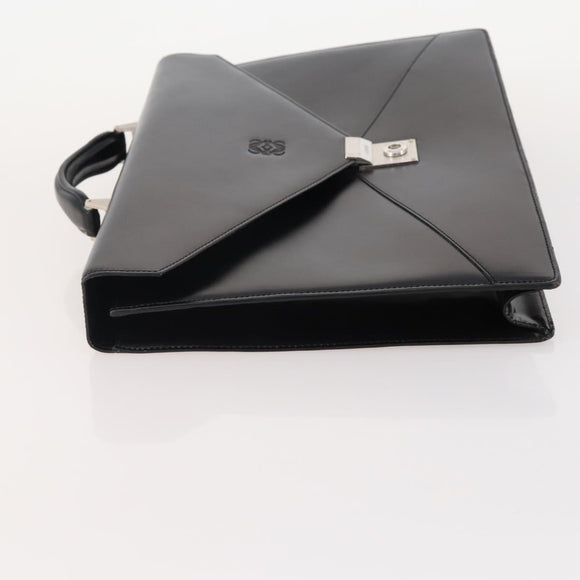 LOEWE Anagram Business Bag Leather Black Silver Auth bs34374A