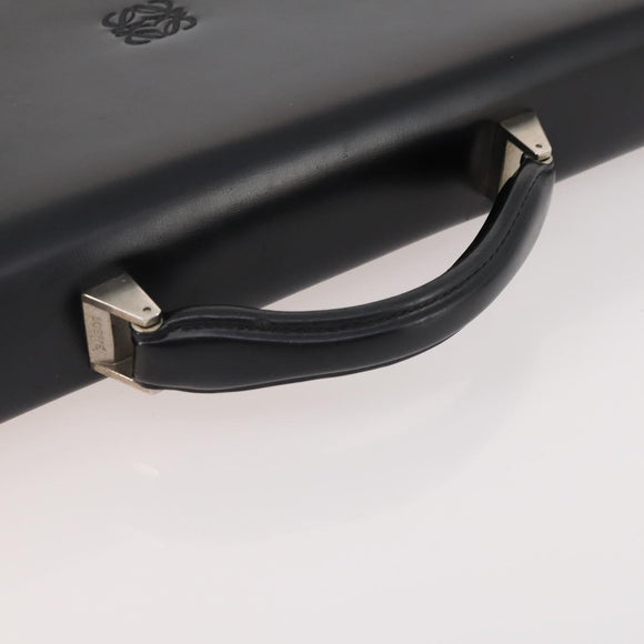 LOEWE Anagram Business Bag Leather Black Silver Auth bs34374A