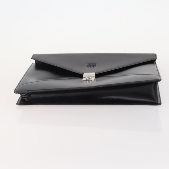 LOEWE Anagram Business Bag Leather Black Silver Auth bs34374A